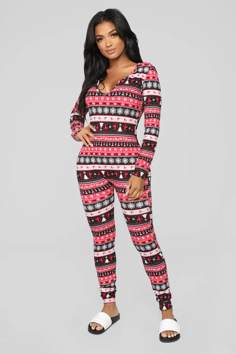 Bébé, il fait froid dehors PJ Onesie - Rouge/combo