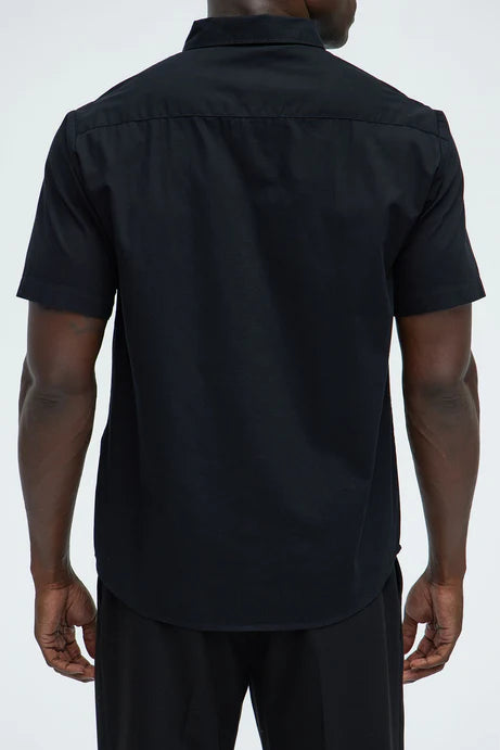 Chemise boutonnée à manches courtes Ryland - Noir