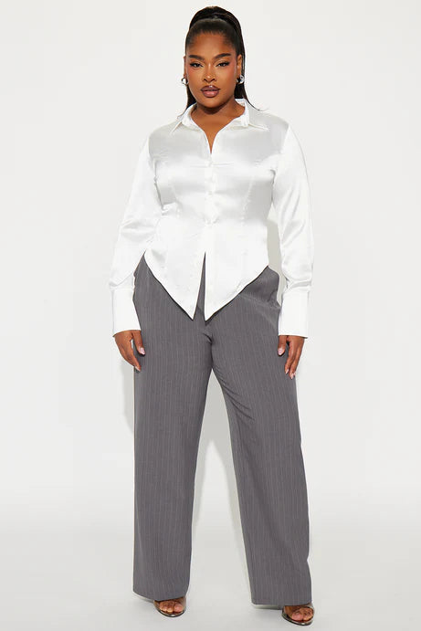 Chemise en satin émotionnellement chère - Blanc