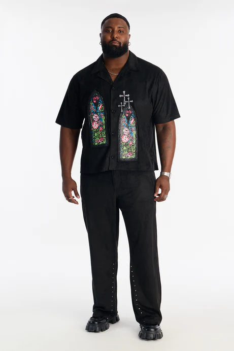 Chemise boutonnée cubaine Stained Truth - Noir