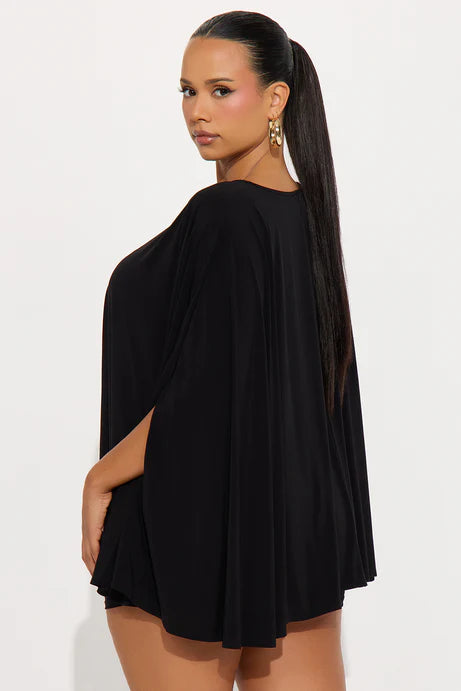 Ensemble court de cape drapée - Noir