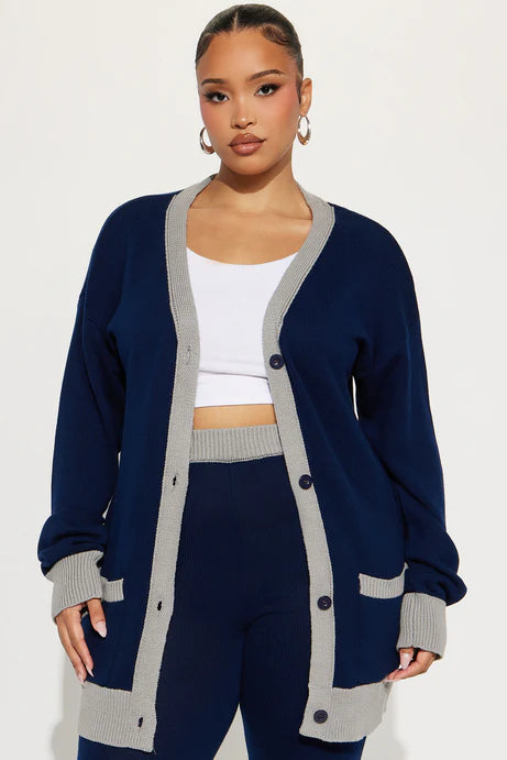 Ensemble de pantalon cardigan pull Emery - Marine