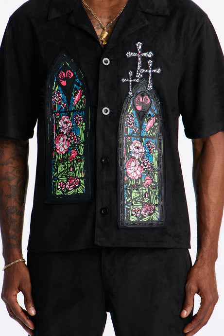 Chemise boutonnée cubaine Stained Truth - Noir