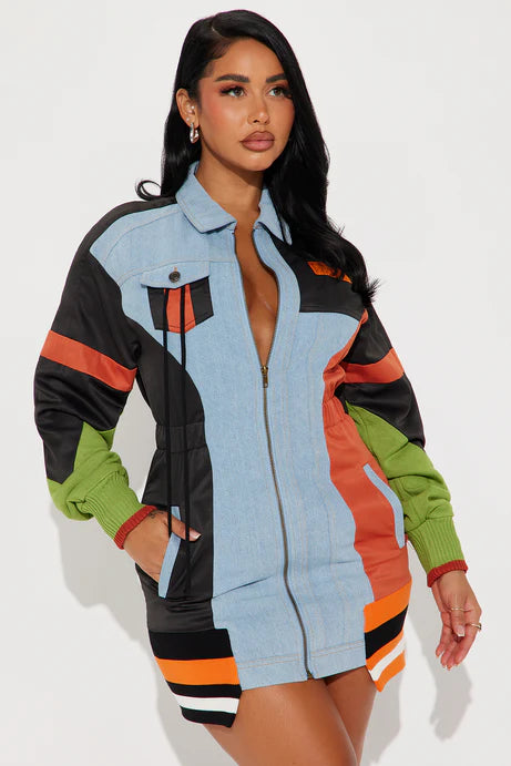 Mini-robe en jean Sonic Zoom - Noir/combo