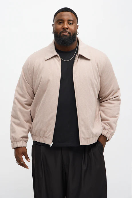 Blouson aviateur rembourré à chevrons surélevé - Rose