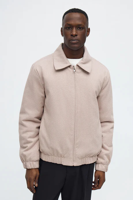 Blouson aviateur rembourré à chevrons surélevé - Rose