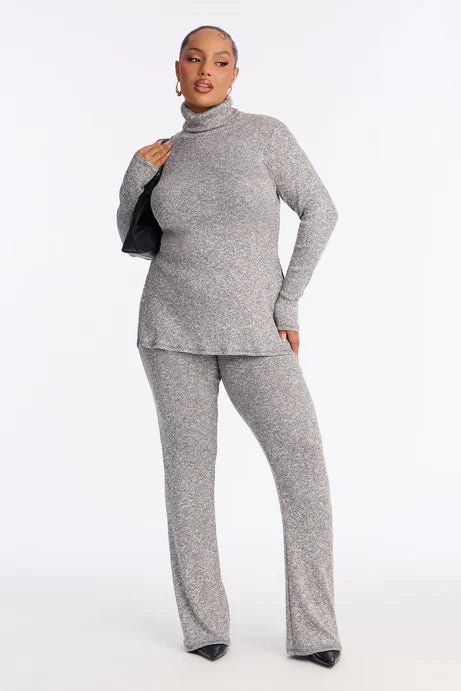 Ensemble pantalon évasé à col roulé Maya - Gris