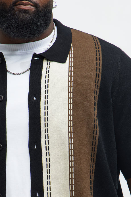 Chemise tricotée à manches courtes à rayures Blane - Noir/combo