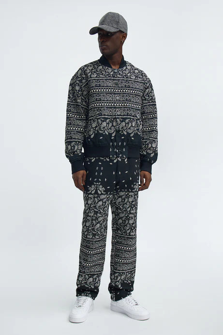 Blouson aviateur Jacquard Paisley Relaxant - Noir