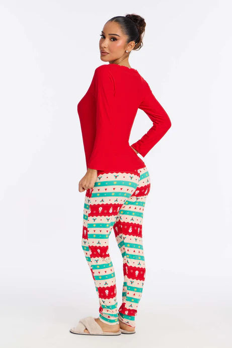 Cher Père Noël, j'ai essayé l'ensemble de jogging PJ à manches longues - Rouge/combo