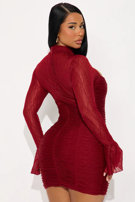 Mini-robe en maille à lacets Kaity - Vin