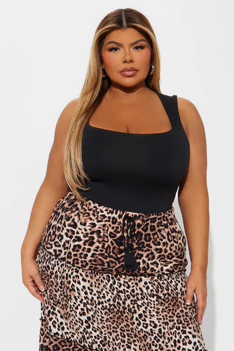 Body à col carré Serena - Noir