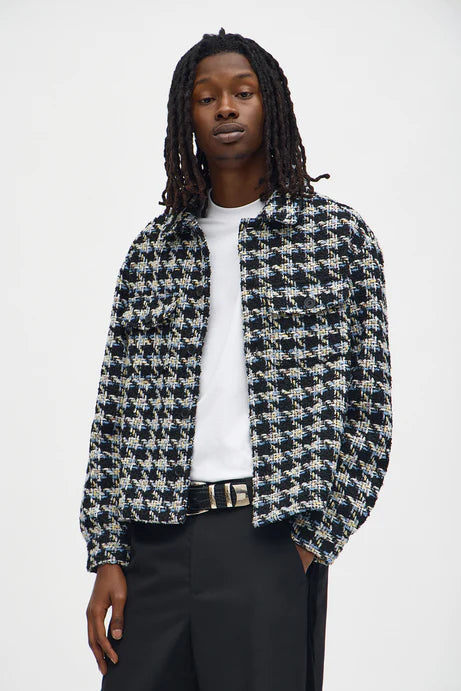 Boucle texturée courte en pied-de-poule - Noir