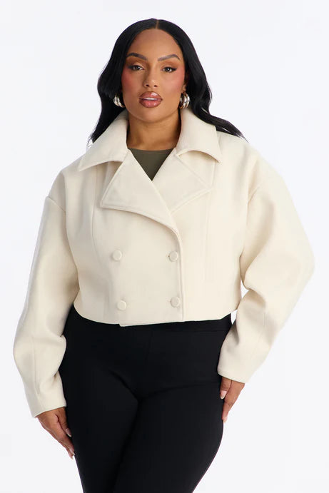 Manteau à double boutonnage crouté Holly - Crème