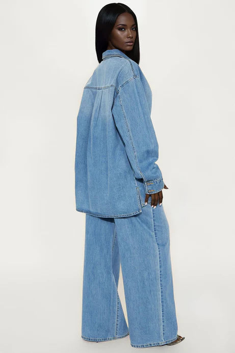 Ensemble de pantalons pour bébé en jean bleu - Lavage moyen