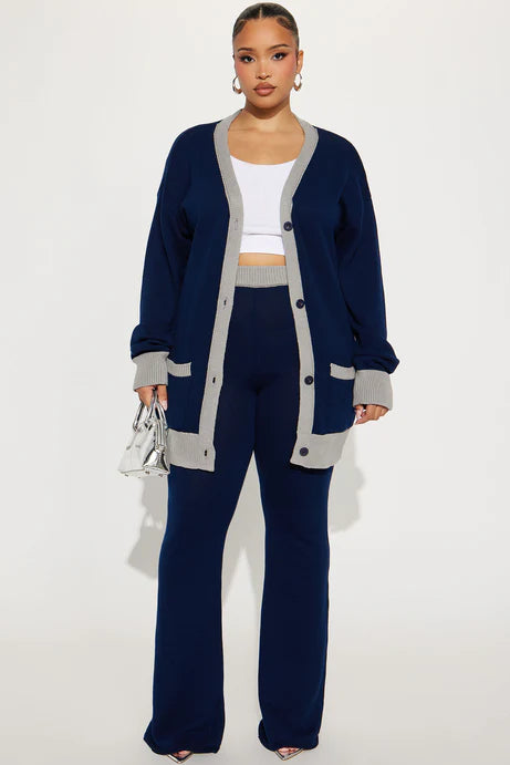 Ensemble de pantalon cardigan pull Emery - Marine