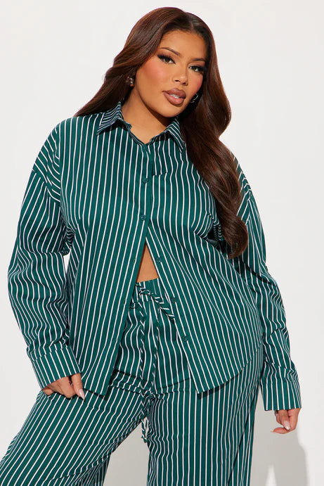 Ensemble de pantalons à jambes larges à rayures Sara - Vert