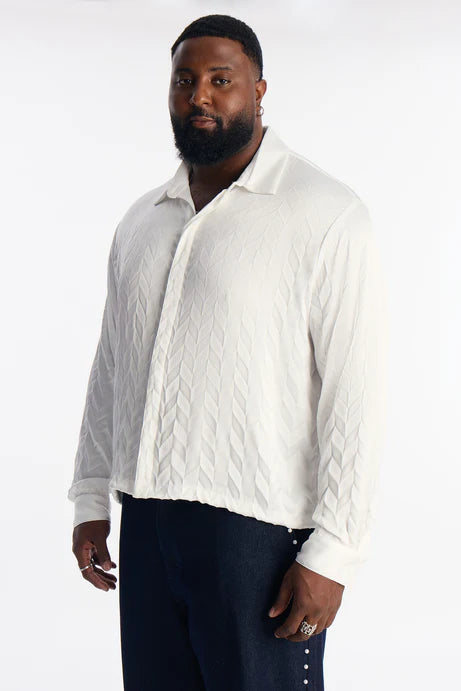 Chemise boutonnée Prism Weave - Blanc