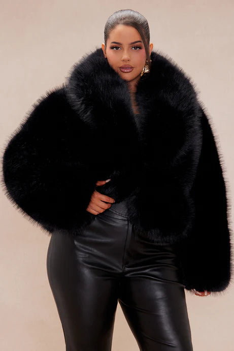 Manteau en fourrure de Moscou - Noir