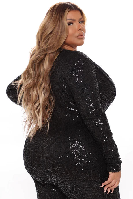 Combinaison à paillettes Samantha - Noir