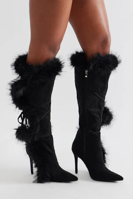 Bottes hautes Signature Fur Trim - Noir
