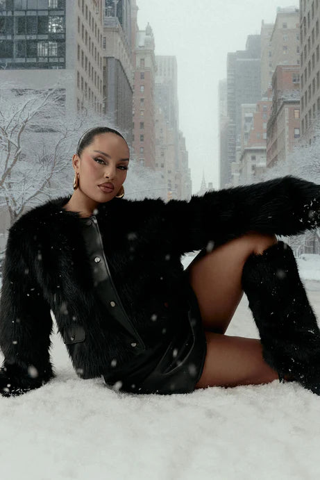 Ensemble de jupe en fausse fourrure Soft Statement - Noir