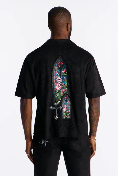 Chemise boutonnée cubaine Stained Truth - Noir