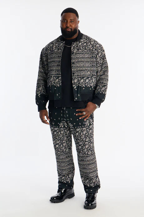 Blouson aviateur Jacquard Paisley Relaxant - Noir