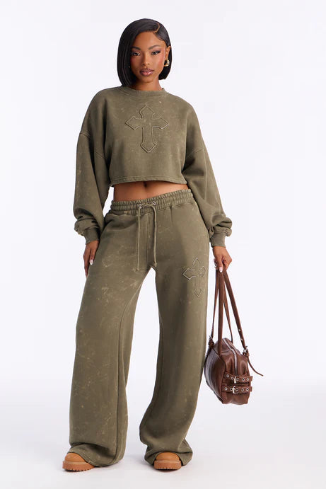 Ensemble de pantalons en polaire Hidden Cross - Olive
