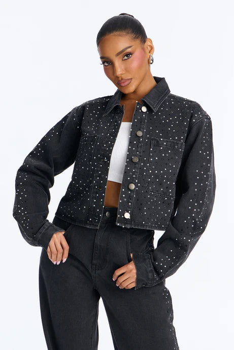 Veste en jean ornée pour bébé Showbiz - Lavage noir