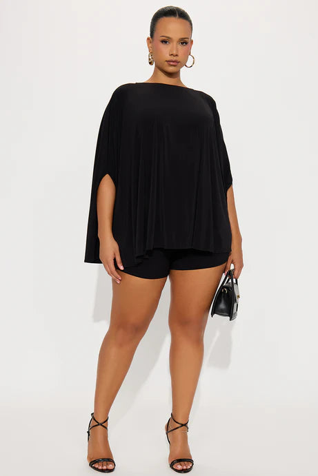 Ensemble court de cape drapée - Noir