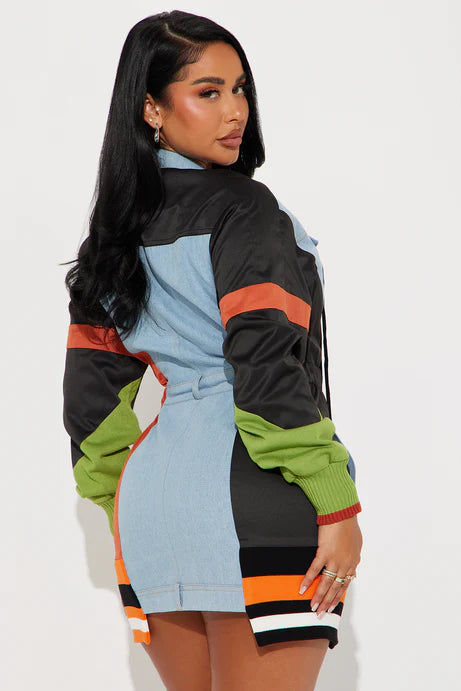 Mini-robe en jean Sonic Zoom - Noir/combo