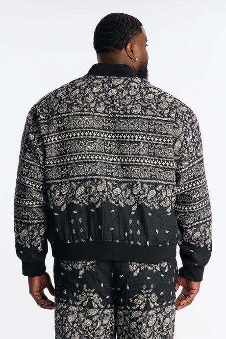 Blouson aviateur Jacquard Paisley Relaxant - Noir