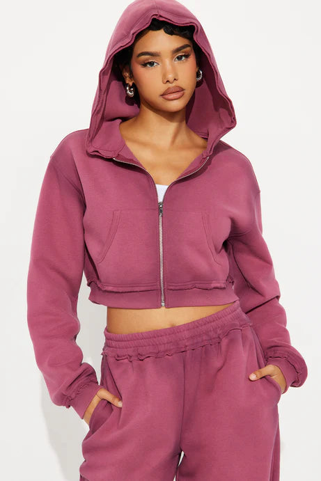 Ensemble pantalon en polaire lavée Wynona - Bourgogne