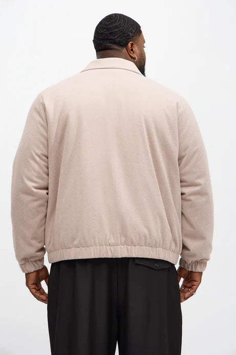 Blouson aviateur rembourré à chevrons surélevé - Rose