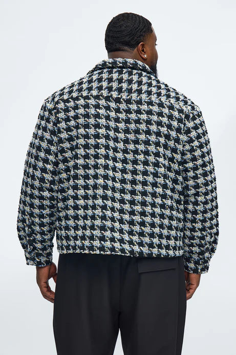 Boucle texturée courte en pied-de-poule - Noir