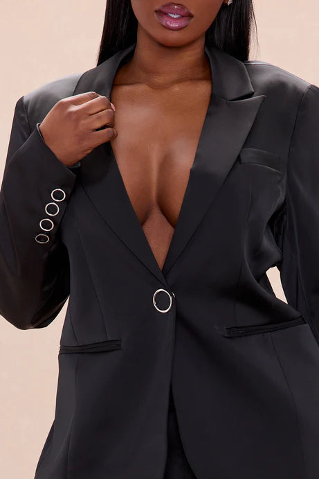 Blazer en satin Maylee - Noir