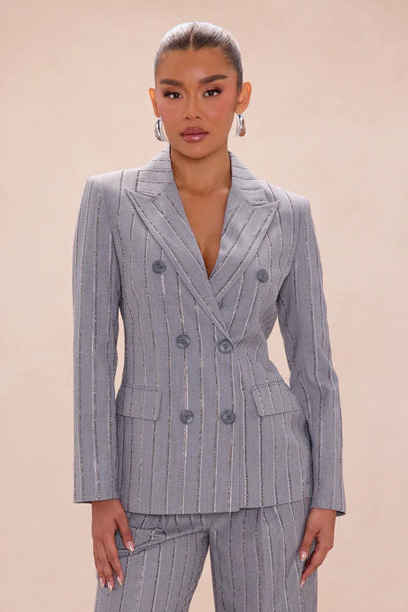 Ensemble pantalon blazer orné Odessa - Gris