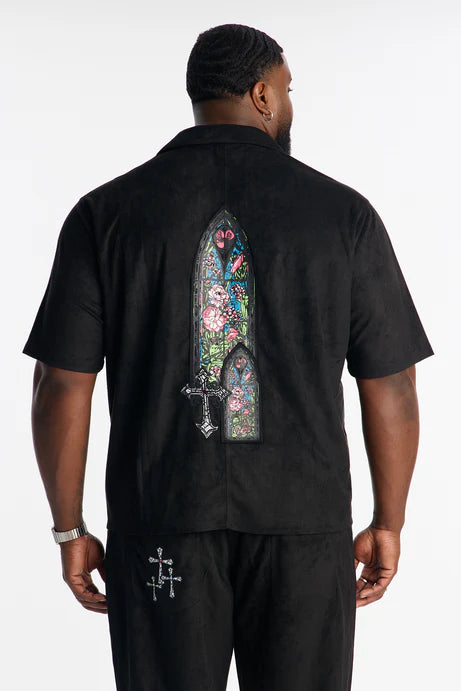 Chemise boutonnée cubaine Stained Truth - Noir
