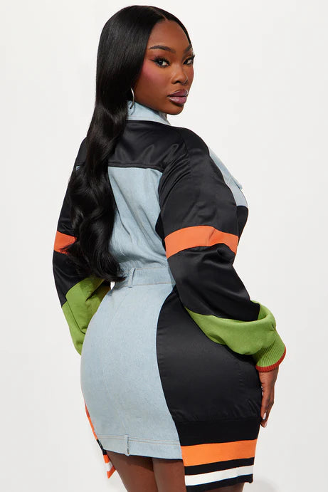 Mini-robe en jean Sonic Zoom - Noir/combo