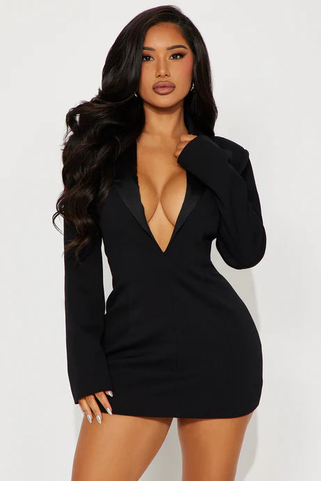 Noemi Micro Mini Blazer Dress - Noir