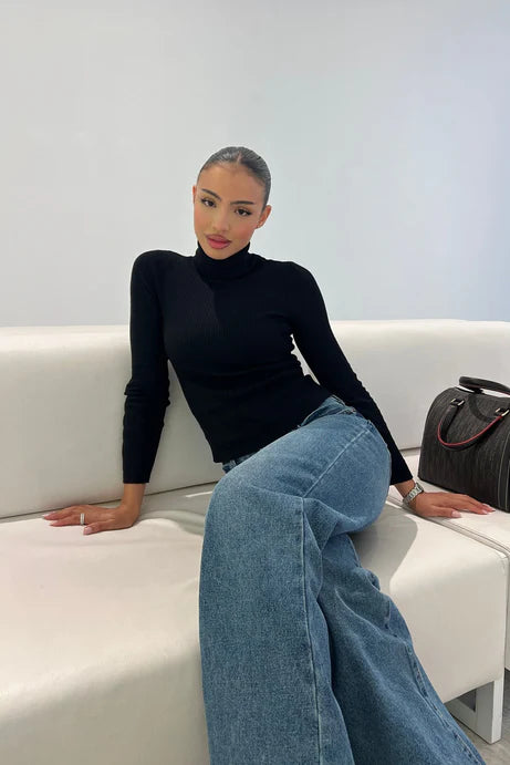 Pull à col roulé Tara - Noir