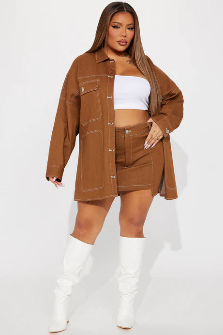 Ensemble jupe en jean Super Babe - Cognac