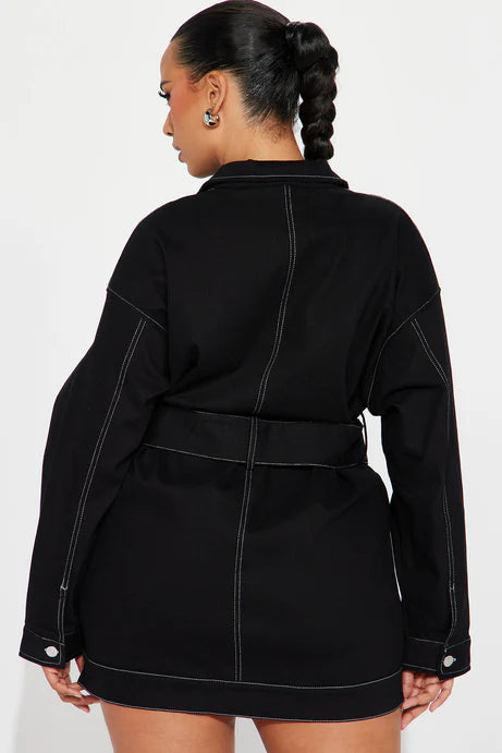 Mini-robe en jean Stephanie - Noir