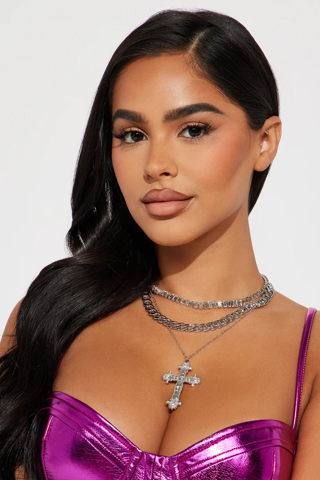 Collier Cross Your Heart Babe - Argent