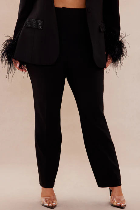 Ensemble blazer en plumes embelli Clarissa - Noir