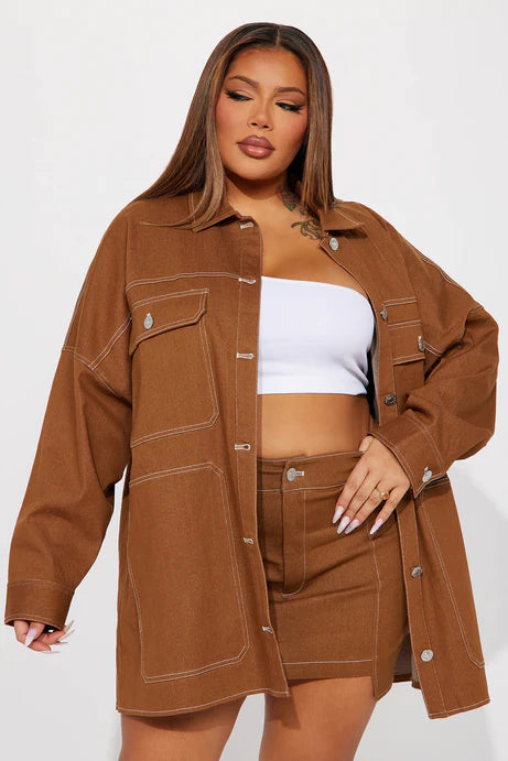 Ensemble jupe en jean Super Babe - Cognac