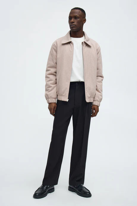 Blouson aviateur rembourré à chevrons surélevé - Rose