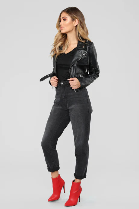 Rappelez-moi plus tard Veste en faux cuir - Noir