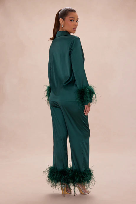 Ensemble de pantalons en satin à plumes Alexandra - Hunter